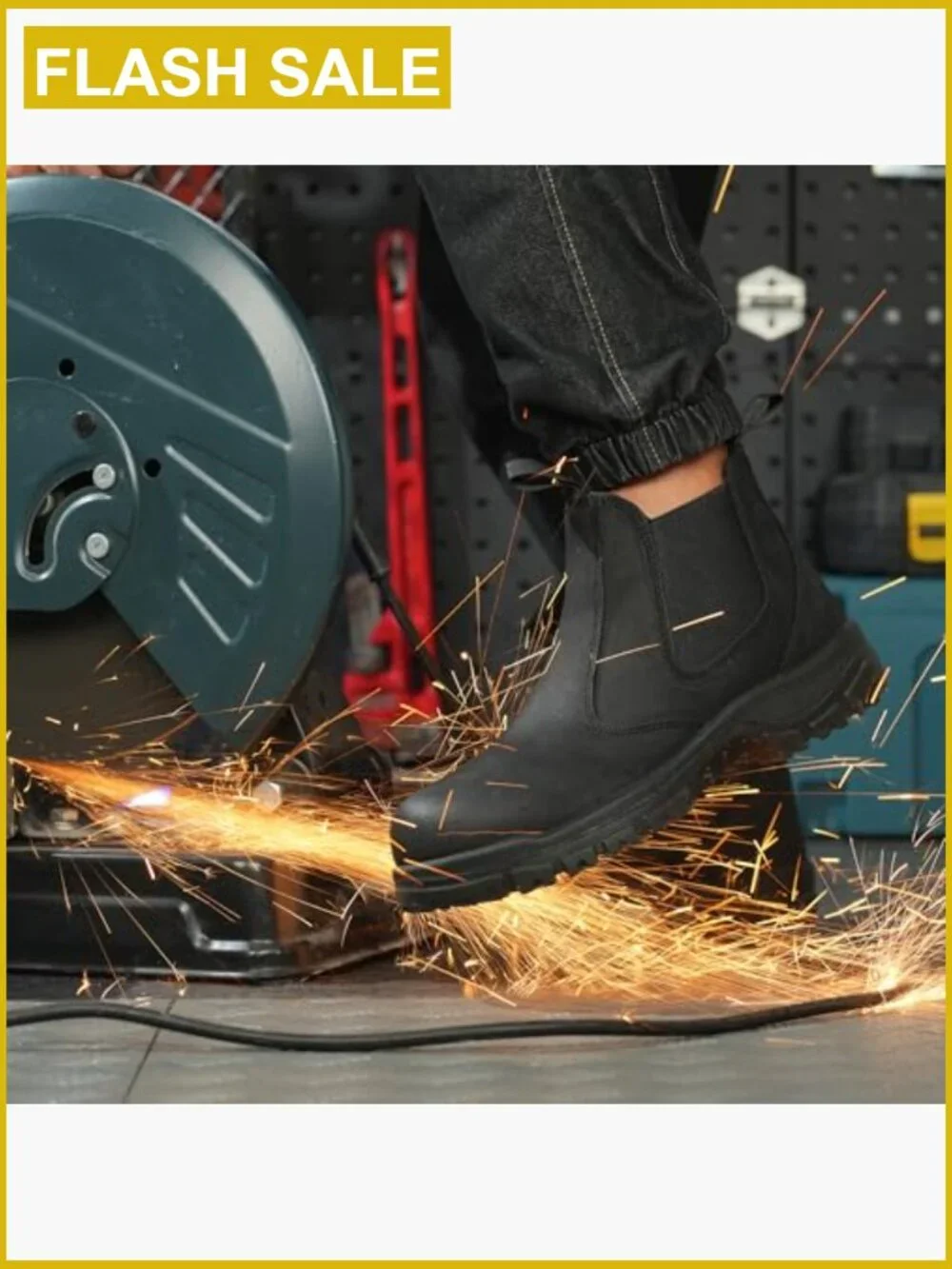 Slip on Work Boots Soft Toe Comfort Leather Abrasion Slip Resistant Chelsea